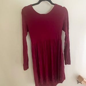 Maroon long sleeve mini dress